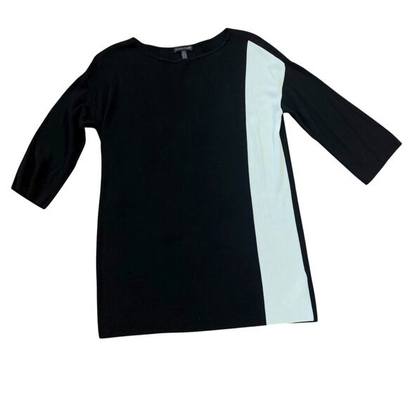 Eileen Fisher Black White Color Block Tunic Mini Dress Shirt Womens S Minimalist - Picture 6 of 9